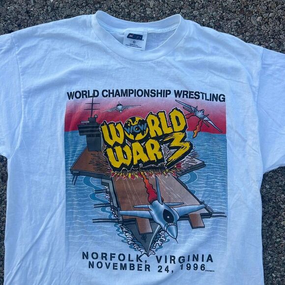 Vintage WCW Wrestling 1996 World War 3 Rocket Missile Graphic Shirt Size XL USA - Picture 3 of 8